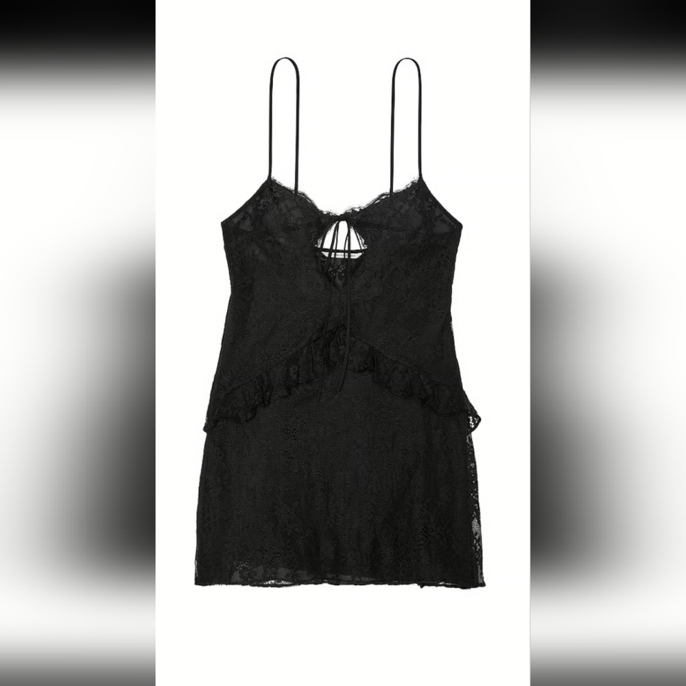 Victoria's Secret Elegant Black Lace Chemise